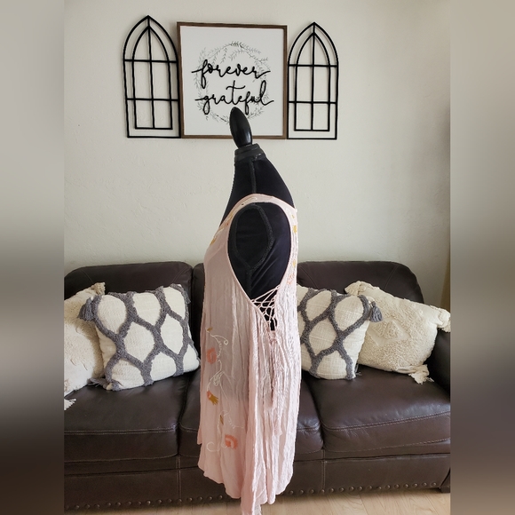 Free People Adelaide Pink Floral Slip Mini Dress Size S Boho Chic Embroidered - Picture 9 of 14